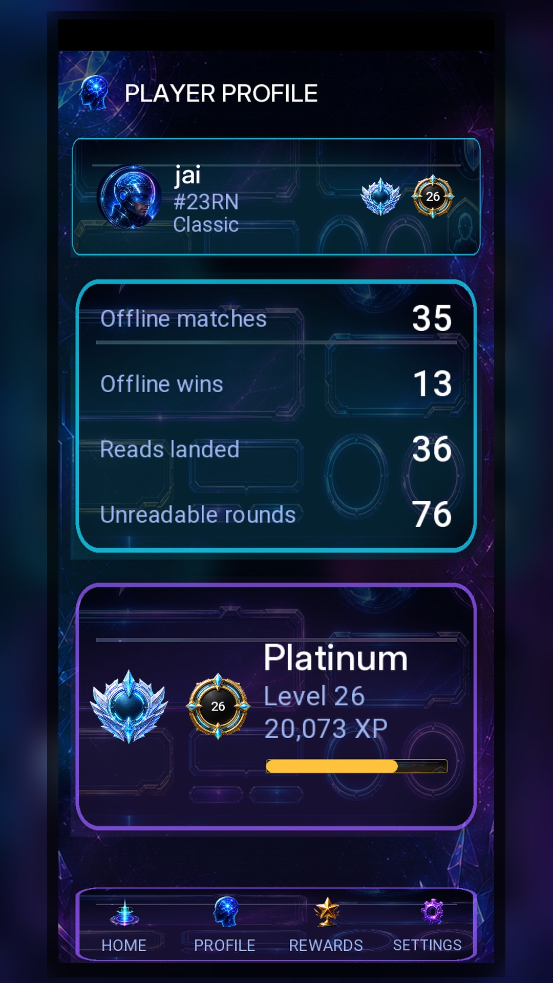Fourth Tap profile progression screen